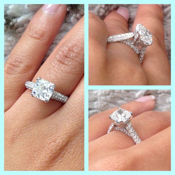 2 Carat Diamond Rings
 My cushion cut micro pave engagement ring