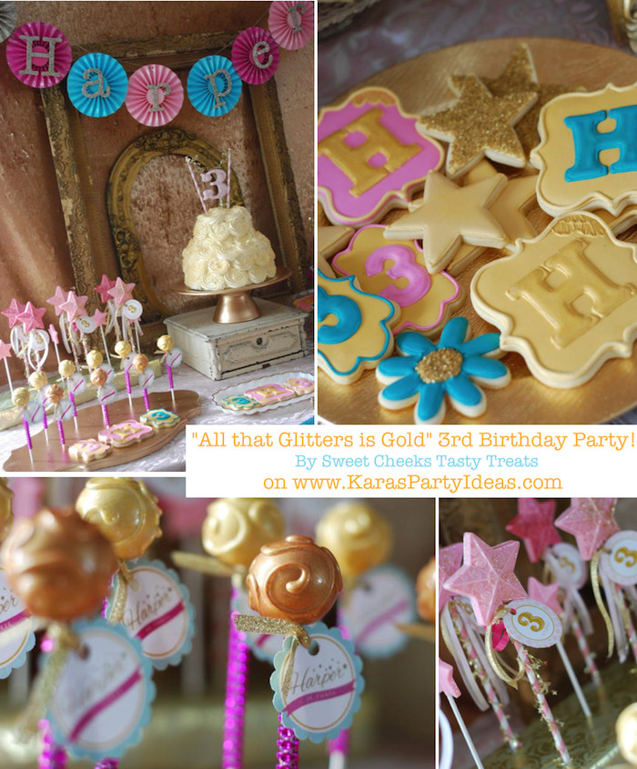 3Rd Birthday Party Ideas
 Kara s Party Ideas Glittery Sparkly Glam Golden Girl 3rd
