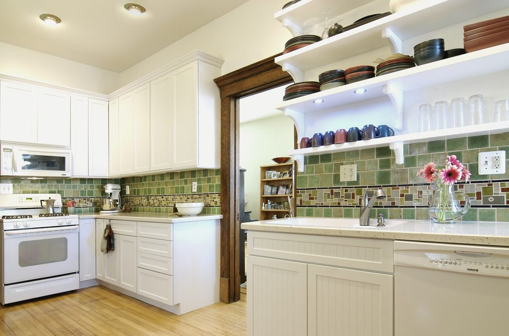 Art Deco Kitchen Tile
 Art Deco Tile Bathroom Traditional with Arched Shower Door