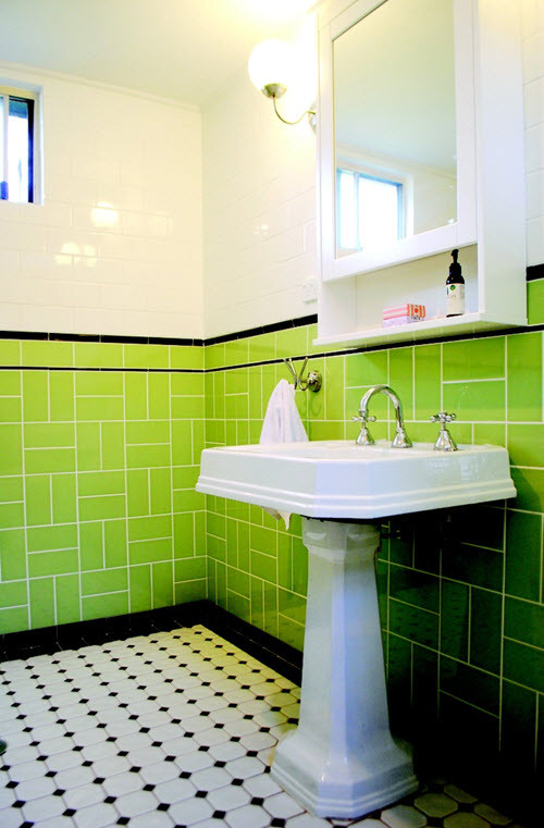 Art Deco Kitchen Tile
 36 art deco green bathroom tiles ideas and pictures 2019