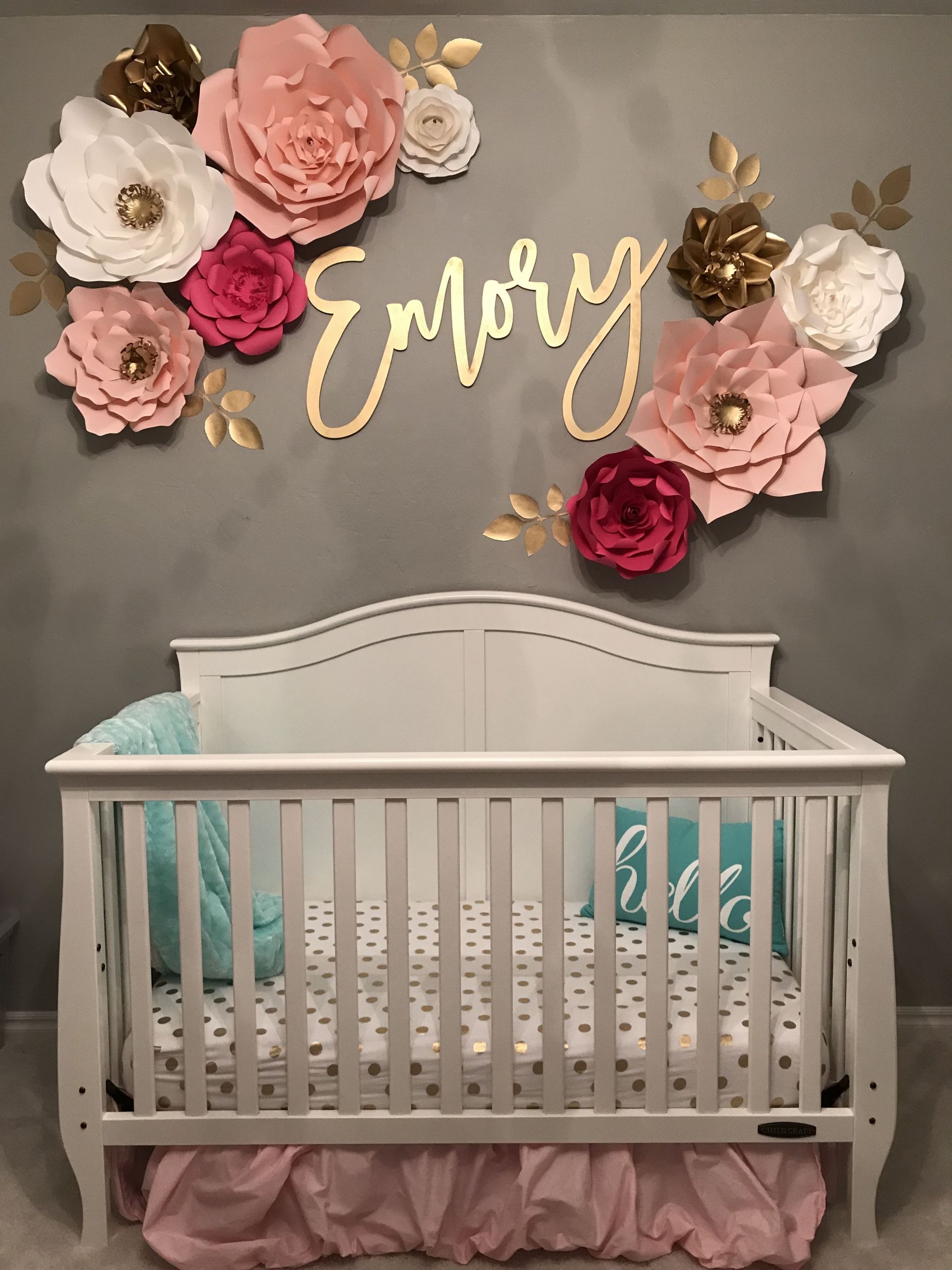 Baby Girl Wall Decorating Ideas
 Baby girl nursery name decal wall flowers
