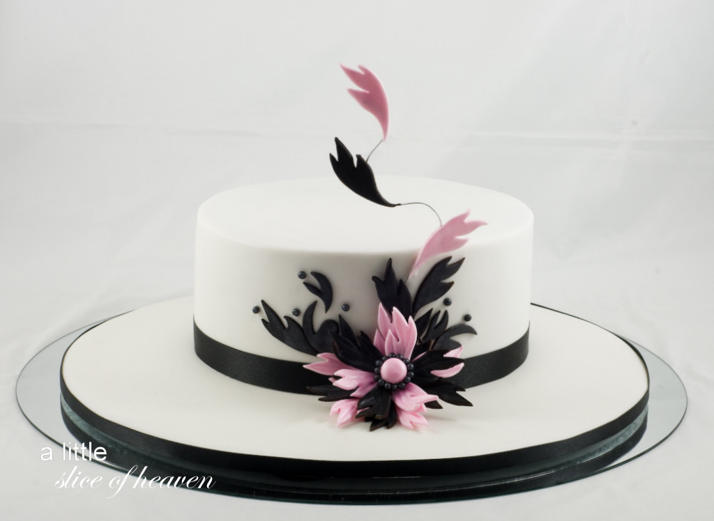Black And White Birthday Cakes
 a little slice of heaven Pink white and black 21st