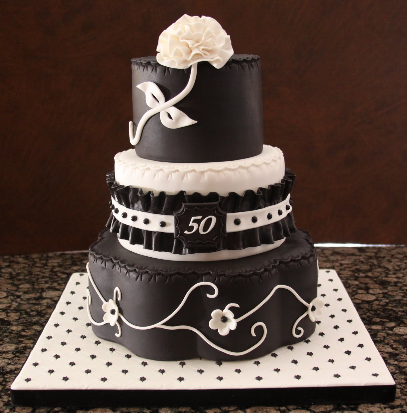 Black And White Birthday Cakes
 Black and White 50th Birthday Cake