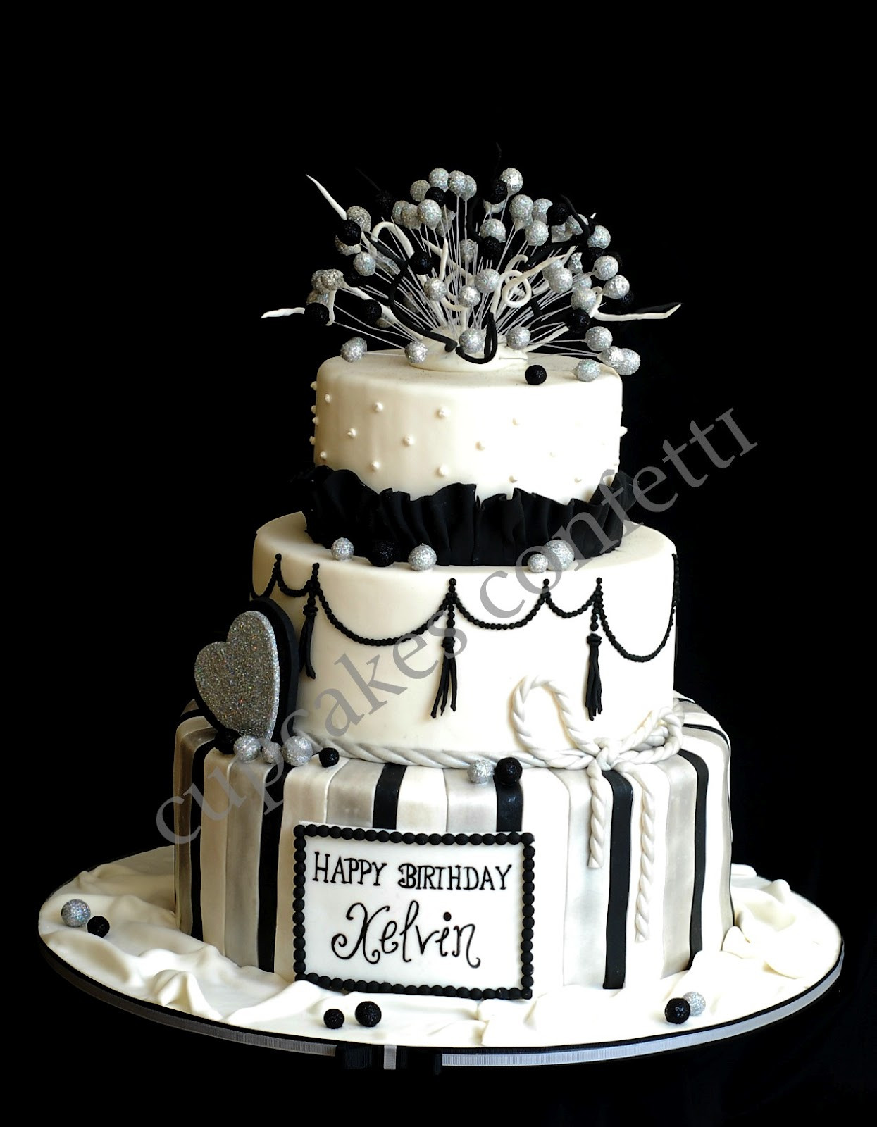 Black And White Birthday Cakes
 Cupcakes Confetti Homme Black and White