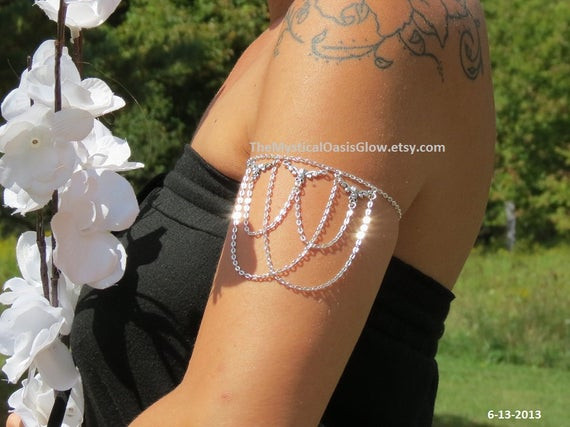 Body Jewelry Arm
 Items similar to Sized Arm Band Body Jewelry Arm Chain