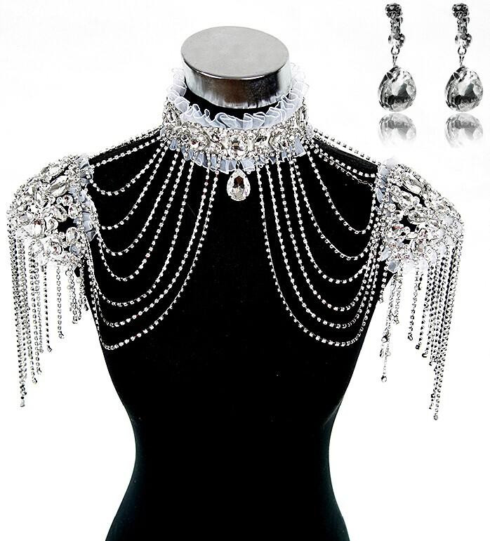 Body Jewelry Over Clothes
 Fashion Bridal Dresses Epaulet Jacket Crystal Rhinestone