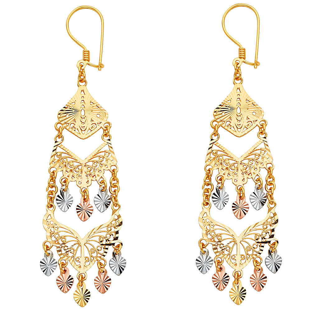 Chandelier Earrings Gold
 14K tricolor filigree chandelier earrings EJER