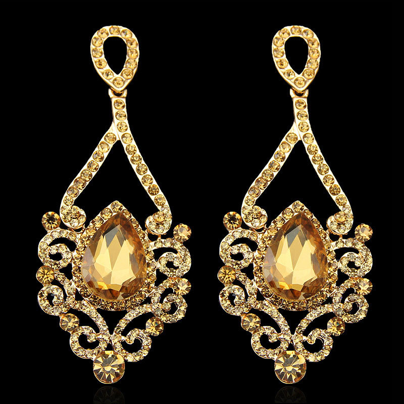 Chandelier Earrings Gold
 Hot Selling Fashion Exquisite Gold Long Chandelier