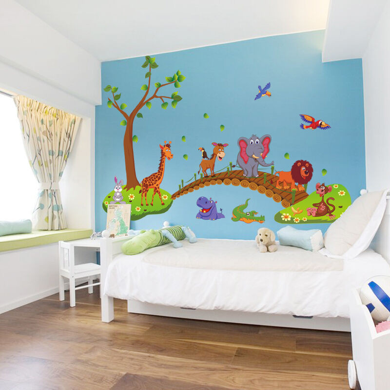 Childrens Bedroom Wall Stickers Removable
 Cute Animals Wall Stickers Children Room Decor DIY Art