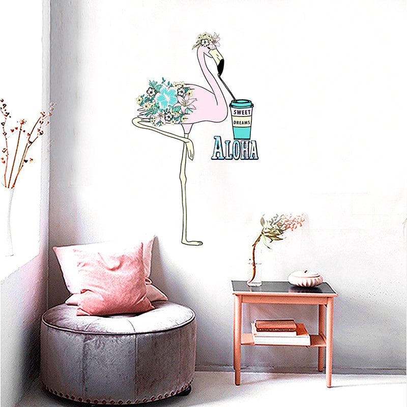 Childrens Bedroom Wall Stickers Removable
 1Pcs Removable Wall Sticker Flamingo Wall Decal Kids Room