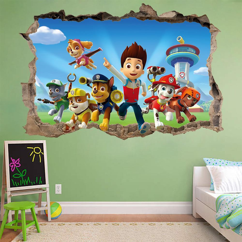 Childrens Bedroom Wall Stickers Removable
 PAW PATROL 3D WALL STICKER SMASHED BEDROOM Kids decor