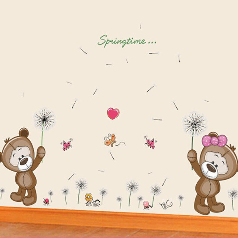 Childrens Bedroom Wall Stickers Removable
 Bear Dandelion Removable Kids Bedroom Wall Sticker Decals