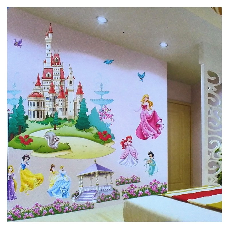 Childrens Bedroom Wall Stickers Removable
 Princess Castle 3D effect kids bedroom colored wall art