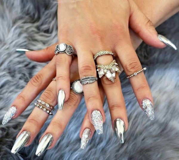 Chrome Glitter Nails
 Fabulous Mirror Nail Designs That Will Glam Up Your Nails