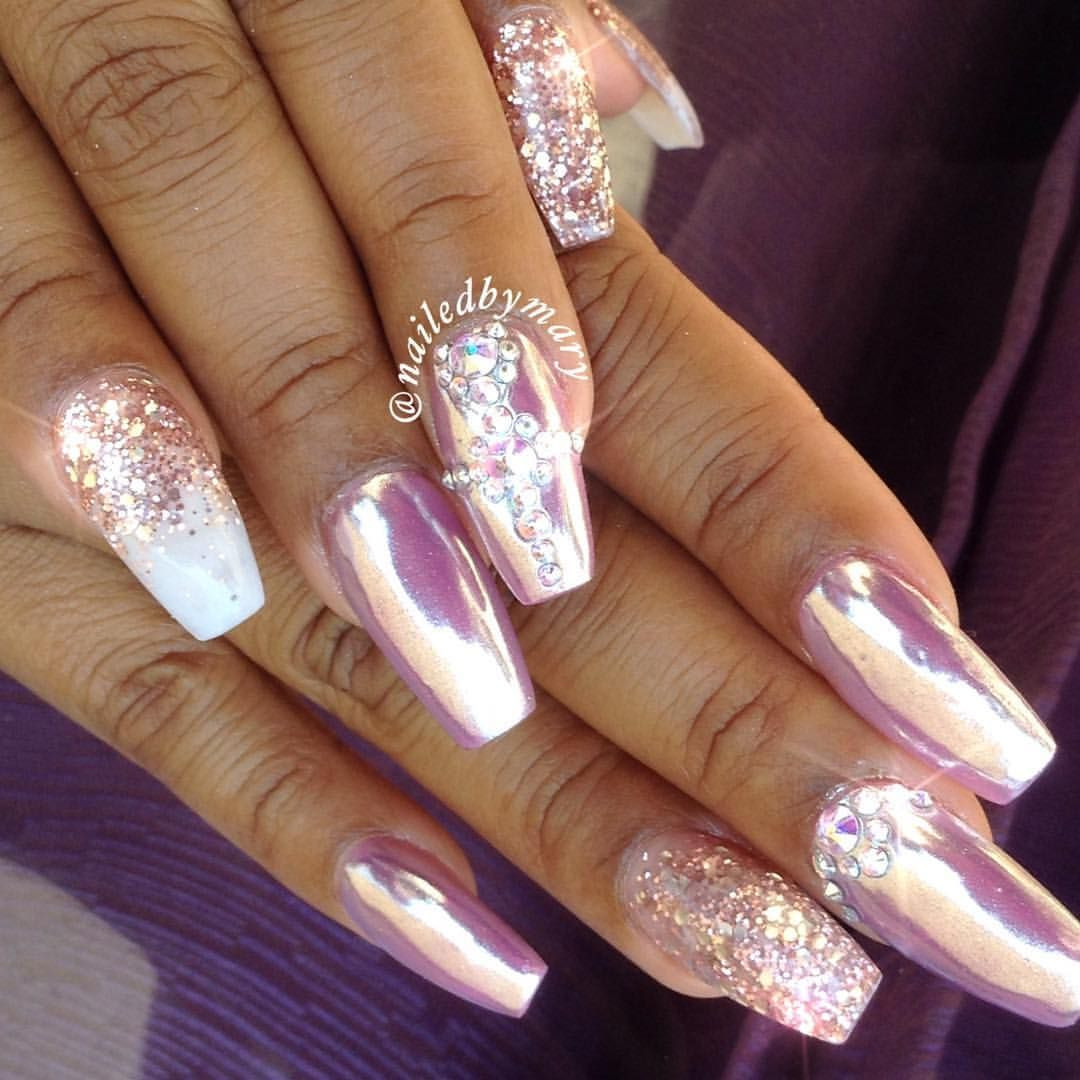 Chrome Glitter Nails
 Pin by Jennene Waul on Nail design in 2019