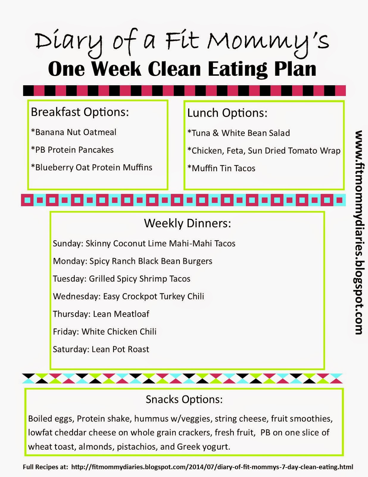 Clean Eating Meal Plans
 Diary of a Fit Mommy Diary of a Fit Mommy s 7 Day Clean