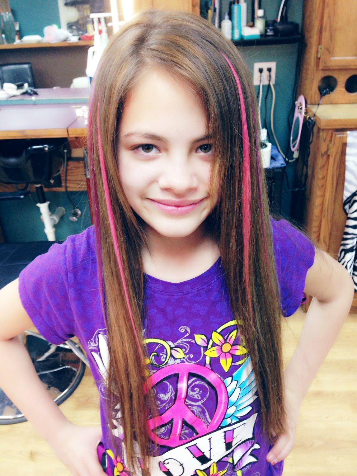 Color Hair Extensions For Kids
 Kid hair Colored extensions glued in