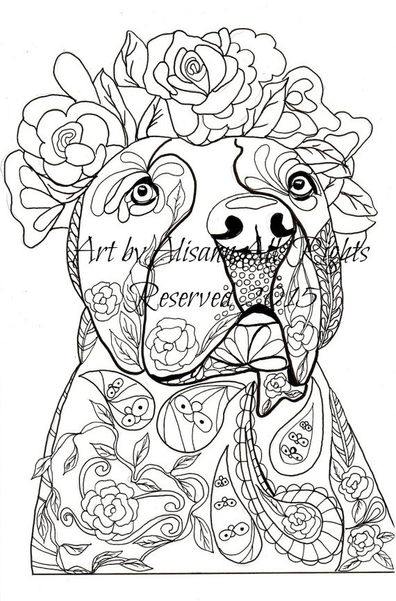 Coloring Pages For Adults Dogs
 Love Pitbulls Digital Download Dog Art