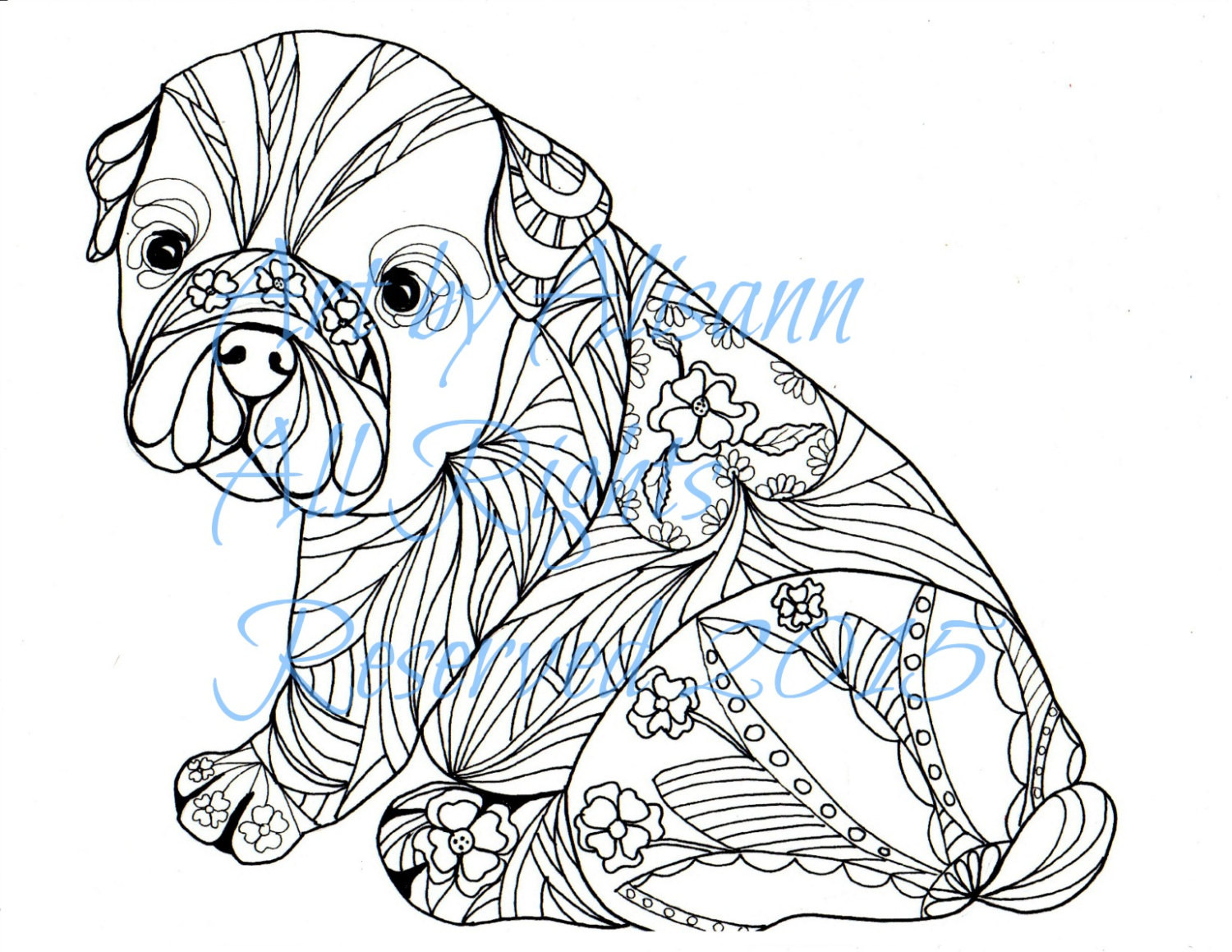 Coloring Pages For Adults Dogs
 French Bulldog Frenchie Digital Download Love Dogs