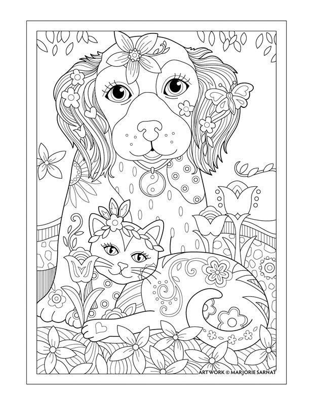 Coloring Pages For Adults Dogs
 Marjorie Sarnat s Pampered Pets "Dog Cat and Butterfly