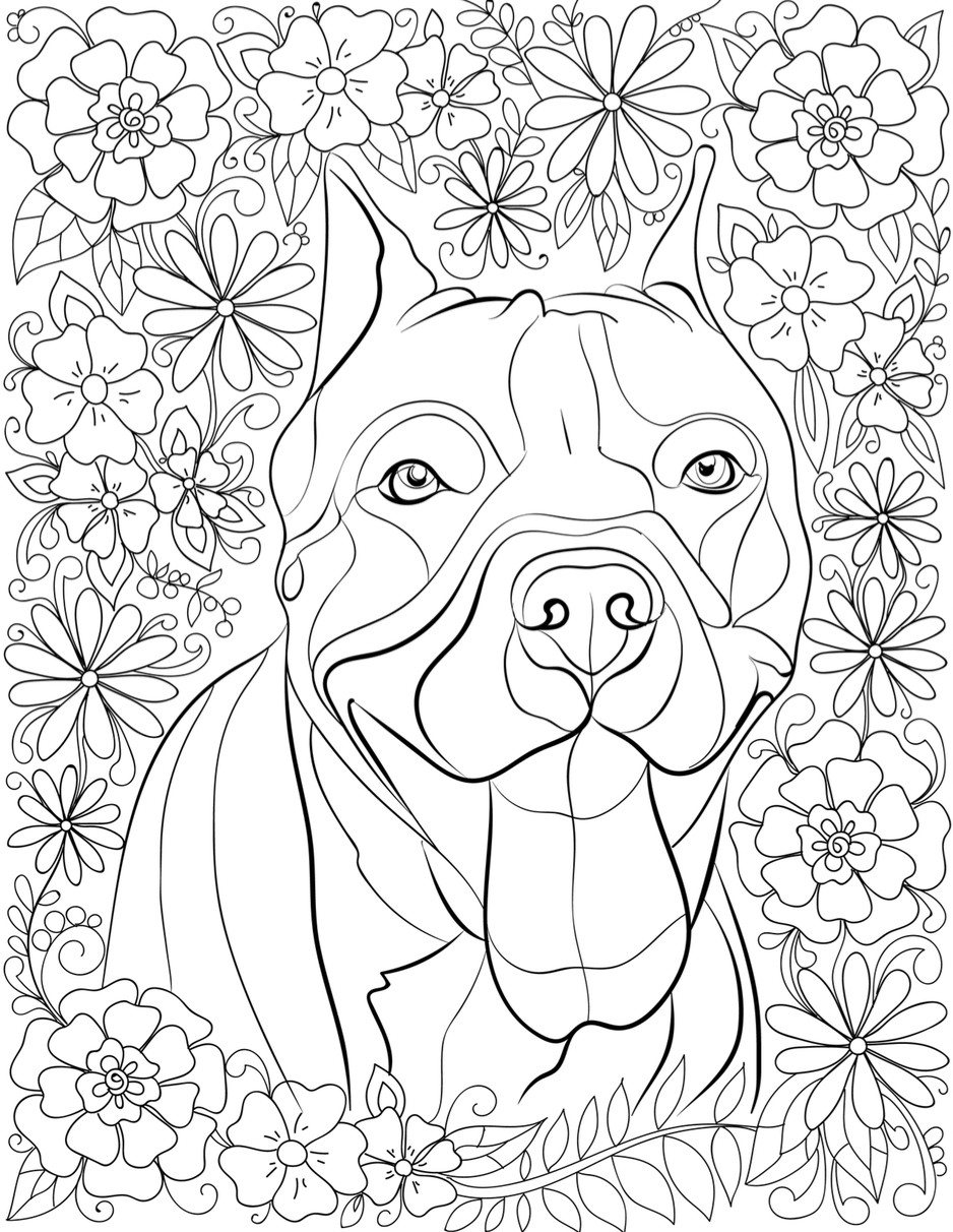 Coloring Pages For Adults Dogs
 De stress With Pit Bulls Downloadable 10 Page Coloring
