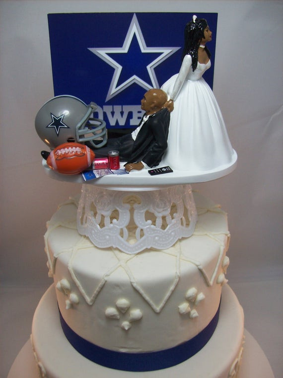 Dallas Cowboys Wedding Cake
 DALLAS COWBOYS Football Bride and Groom African American BALD