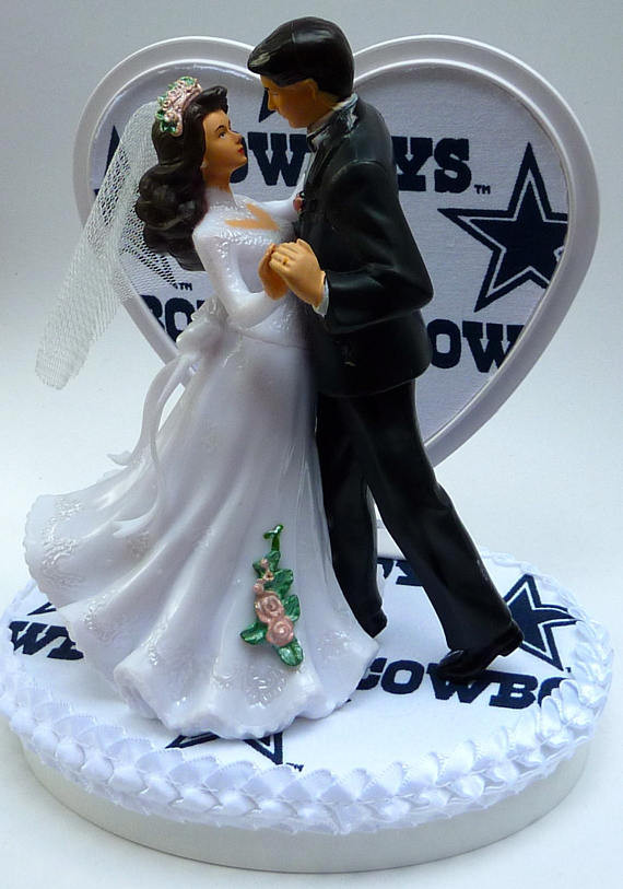 Dallas Cowboys Wedding Cake
 Wedding Cake Topper Dallas Cowboys Themed White Fabric Couple