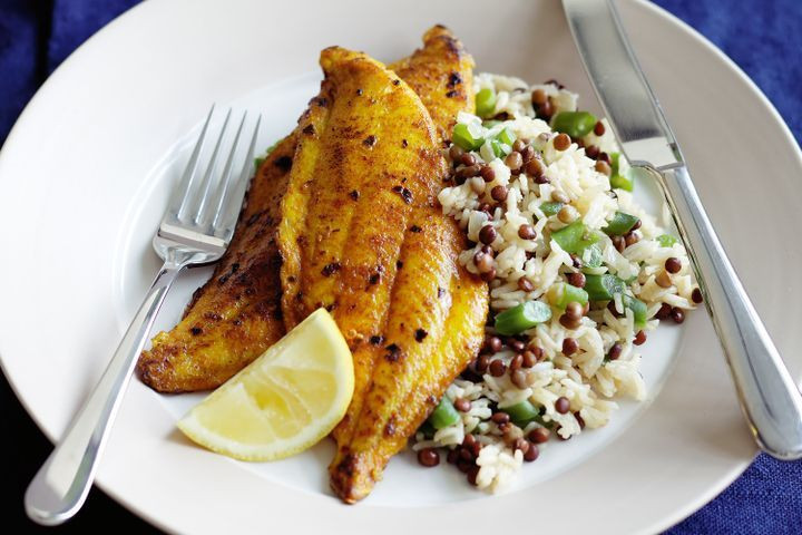 Fish And Rice Recipes
 Lentil rice with turmeric fish