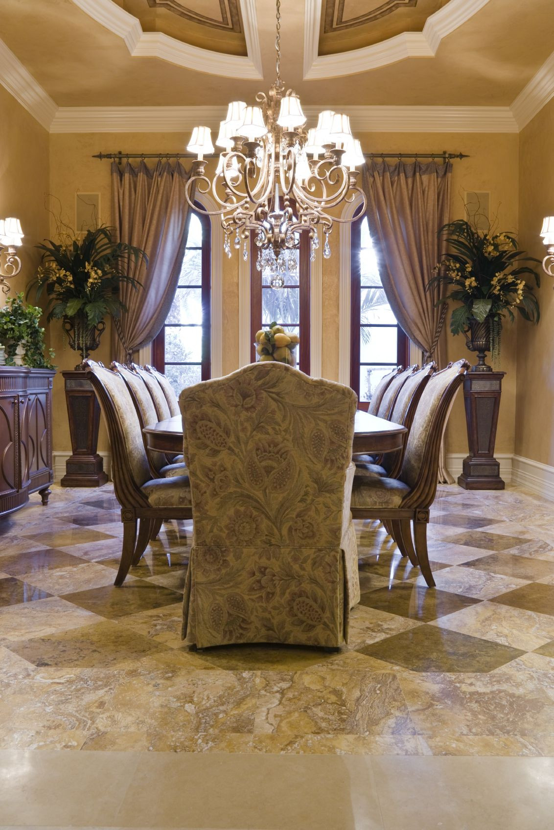 Formal Kitchen Curtains
 Luxurious dining room amazing curtains and ceiling