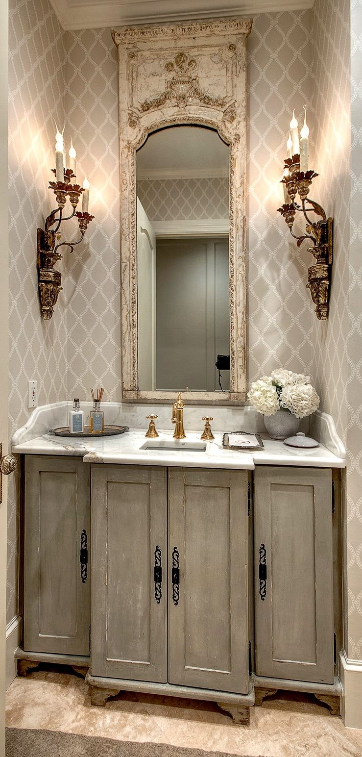 French Country Bathroom Mirrors
 french Powder Room and THAT mirror