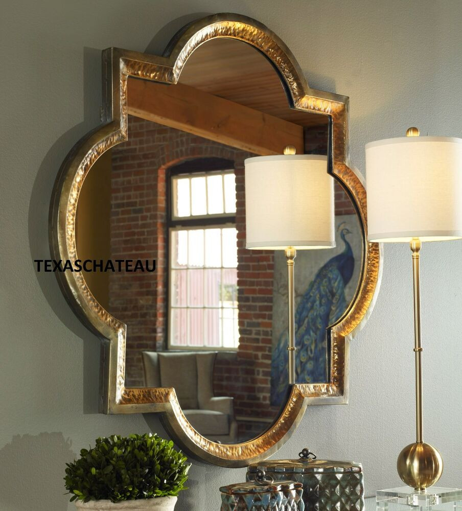 French Country Bathroom Mirrors
 40" FRENCH COUNTRY TUSCAN STYLE QUATREFOIL GOLD IRON METAL