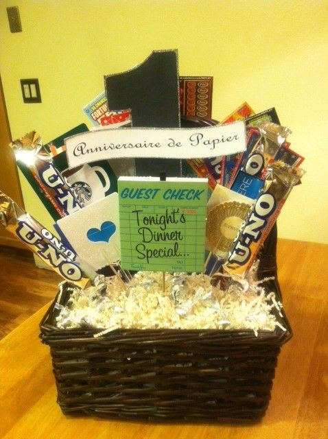Gift Basket Ideas For Her
 1st Wedding Anniversary Gift Basket Dianna made this t