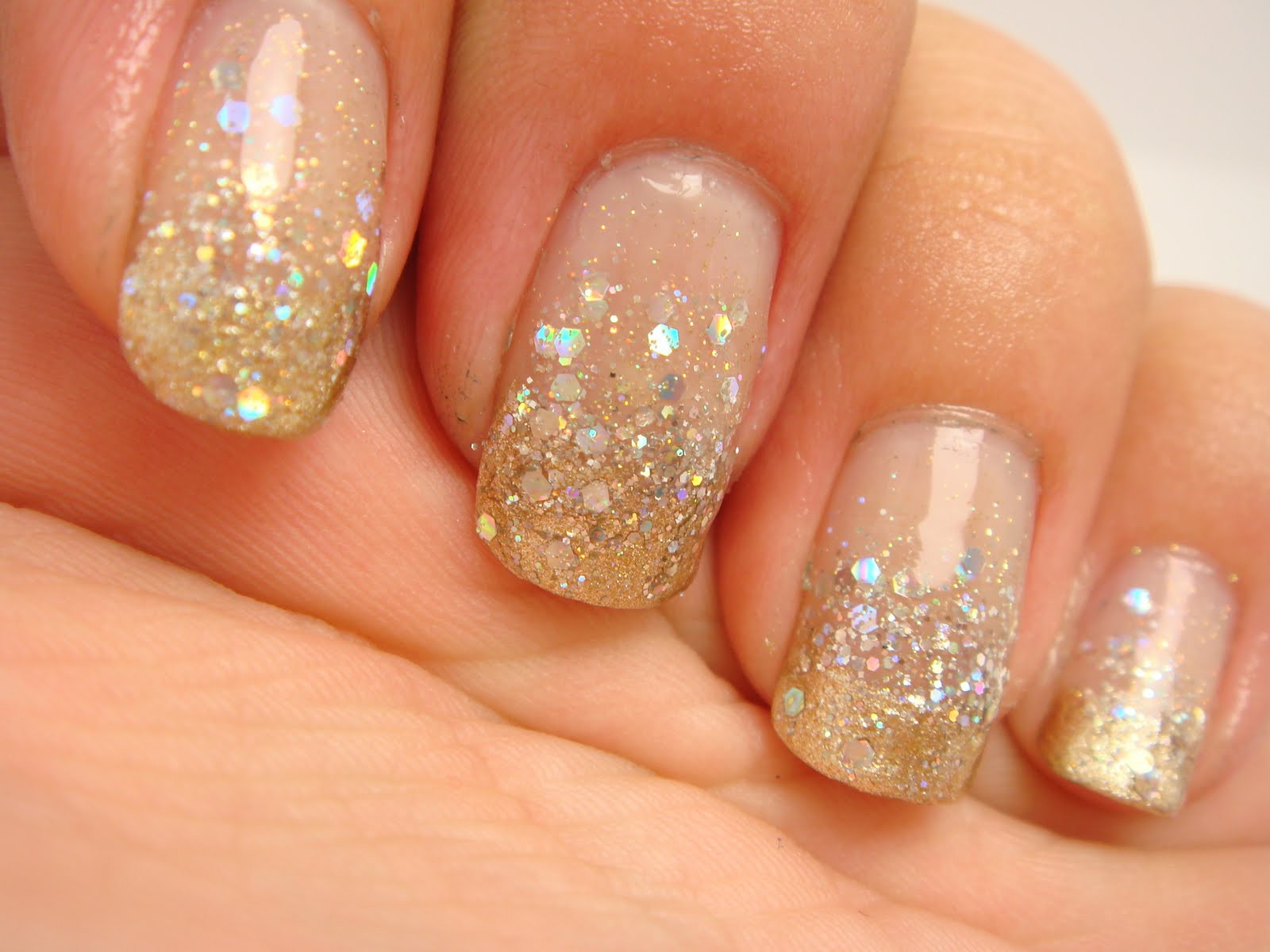 Glitter Gradient Nails
 All Nail and Cosmetics Gold and Silver Glitter Gra nt