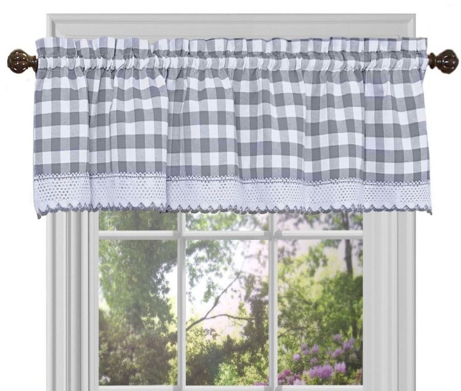 Grey Kitchen Curtains
 Achim Buffalo Check Gray Kitchen Curtain Window Treatments