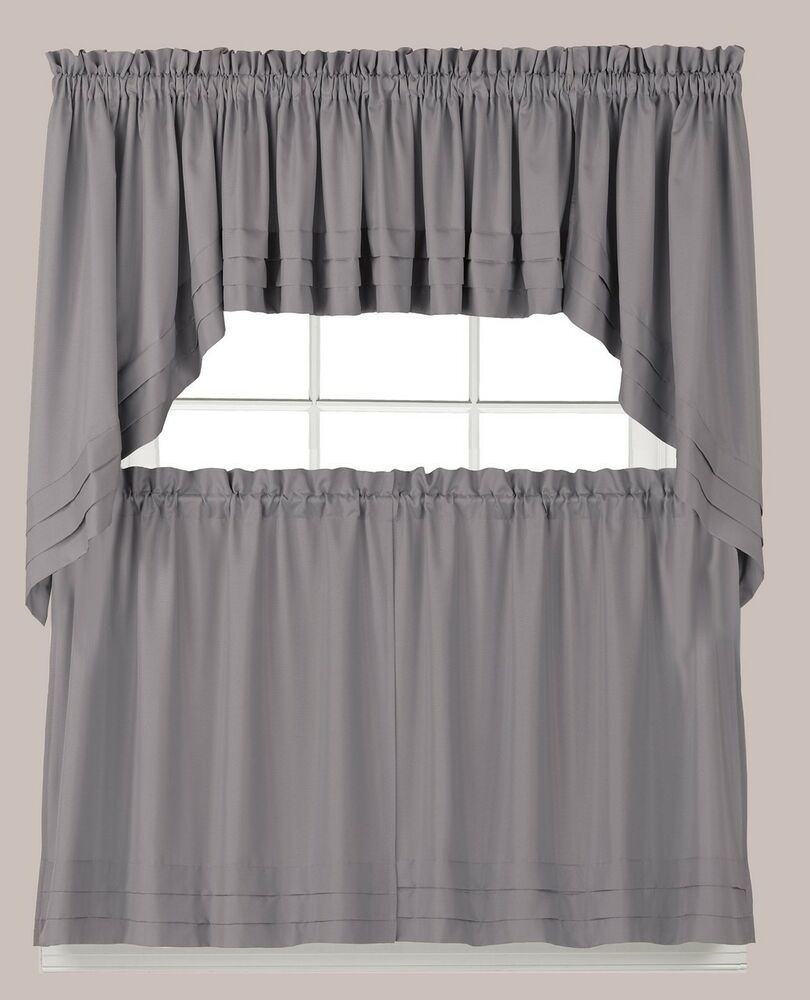 Grey Kitchen Curtains
 Holden Kitchen Curtain Gray Tiers Swags Valances