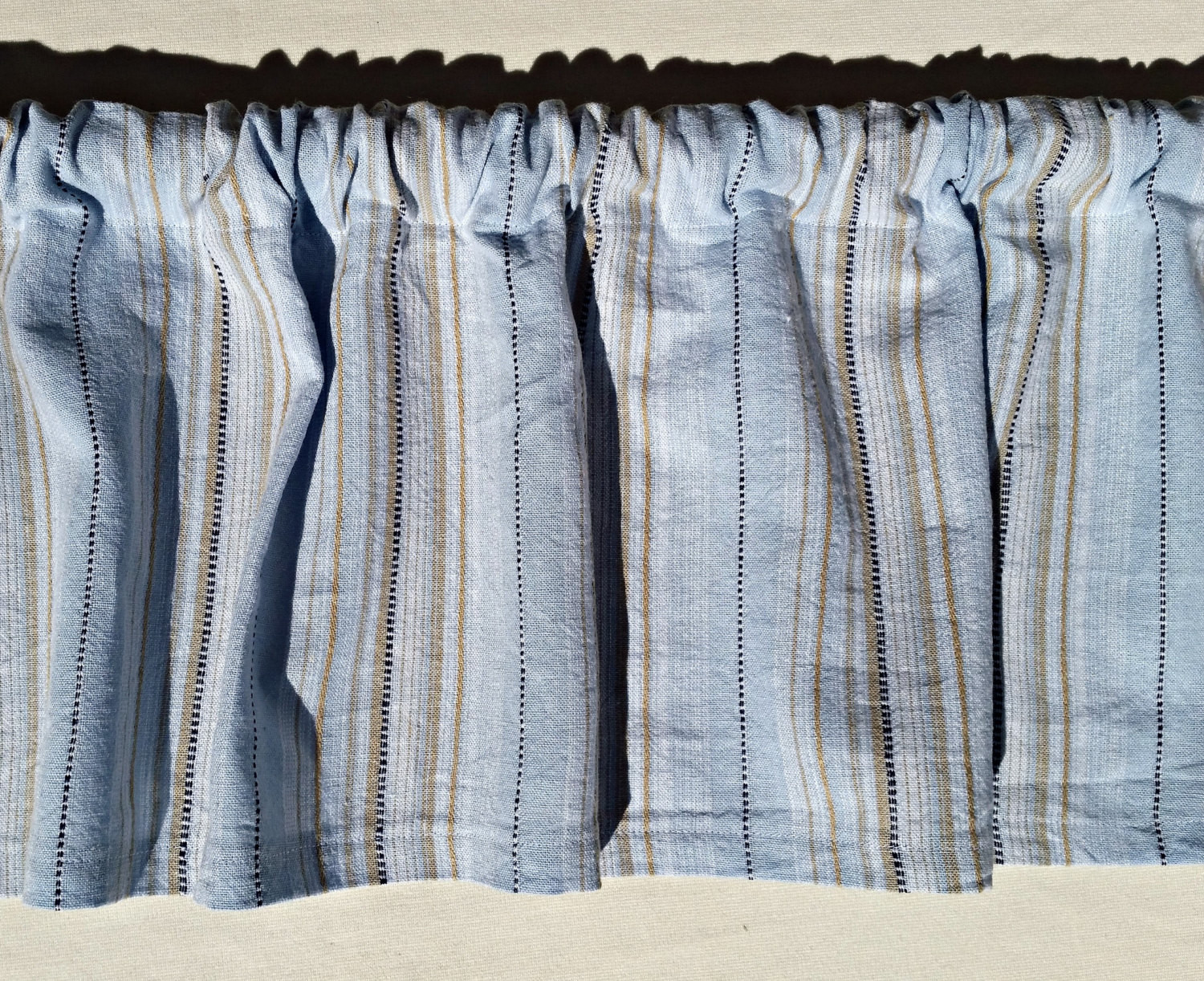 Grey Kitchen Curtains
 Grey Blue Tan Striped Kitchen Valance Curtain