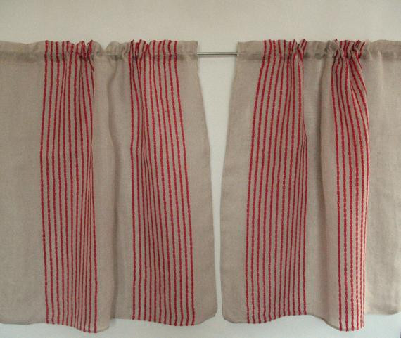 Grey Kitchen Curtains
 Curtain Lace Curtains Cafe Curtains Red Natural by Initasworks
