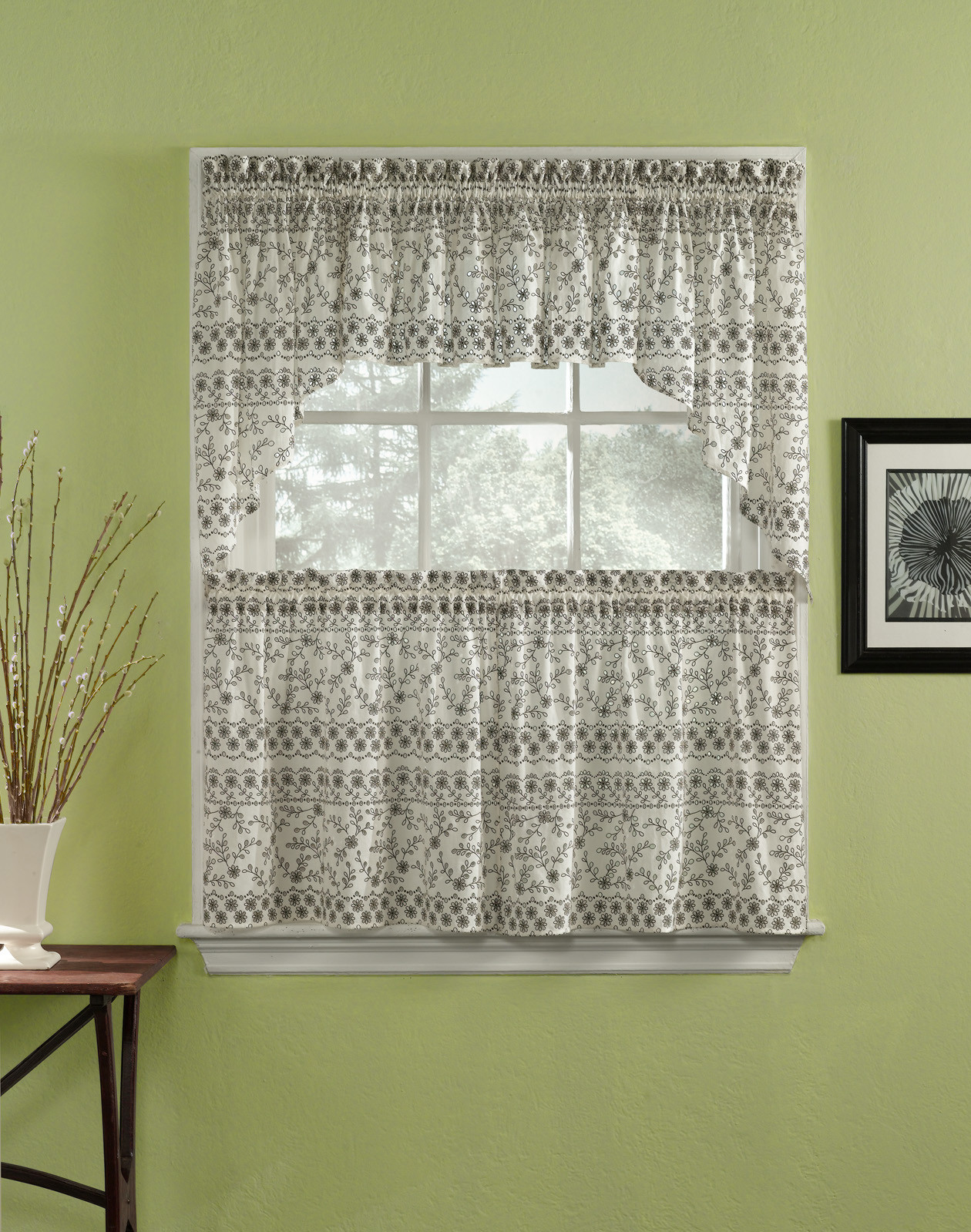 Grey Kitchen Curtains
 White Curtains With Grey Flowers Viendoraglass