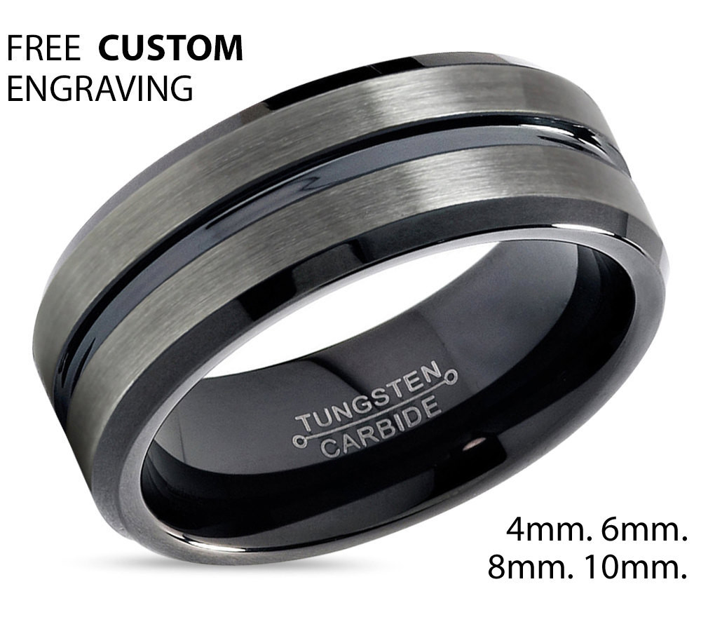 Gun Metal Wedding Rings
 GUNMETAL Tungsten Ring Black Wedding Band Ring by