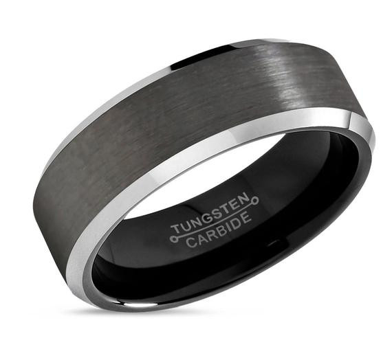 Gun Metal Wedding Rings
 GUNMETAL Tungsten Ring Mens Wedding Band Black 8mm Wedding