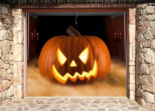 Halloween Garage Door Covers
 3D EFFECT GARAGE DOOR BILLBOARD COVER EVIL PUMPKIN