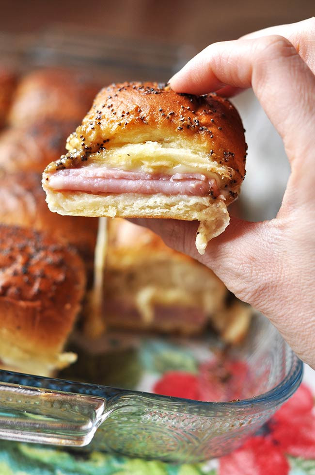 Hawaiian Roll Ham Sandwiches
 Ham and Cheese Hawaiian Roll Sandwiches
