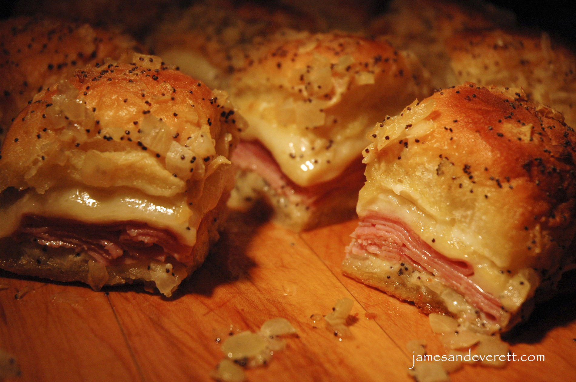 Hawaiian Roll Ham Sandwiches
 King’s Hawaiian Ham & Swiss Rolls – James & Everett