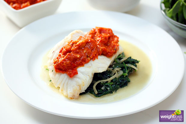 Healthy Sauces For Fish
 Baked Fish with Romesco Sauce