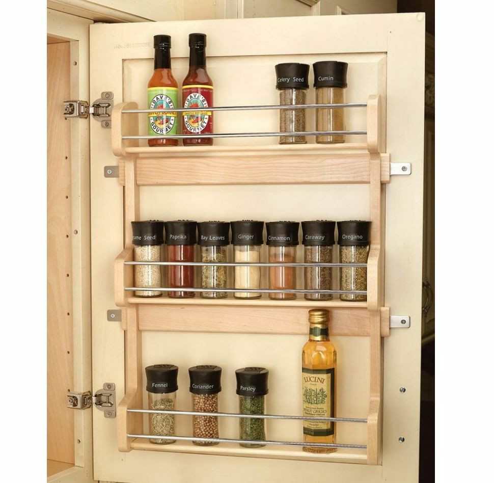 Home Depot Kitchen Cabinet Organizer
 Wood Shelf Door Mount Cabinet Spice Holder Rack Storage
