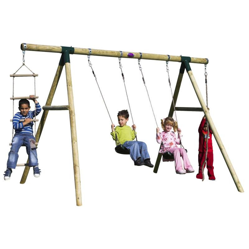 Kids Double Swing
 Plum Kids Double Swing Set w Climbing Rope Ladder