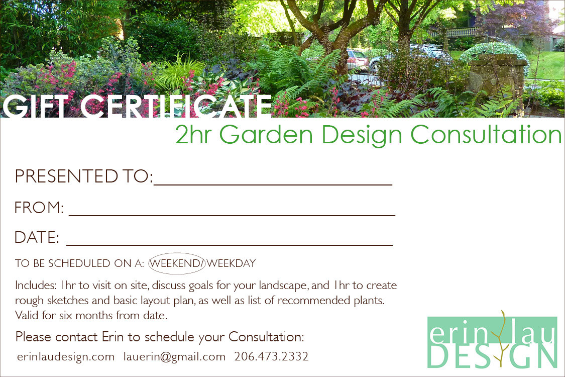 Landscape Design Certification
 Gift Certificates