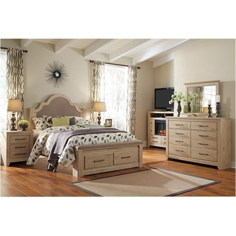 Light Brown Bedroom
 B261 167 Ashley Furniture Queen Upholstered Poster Bed