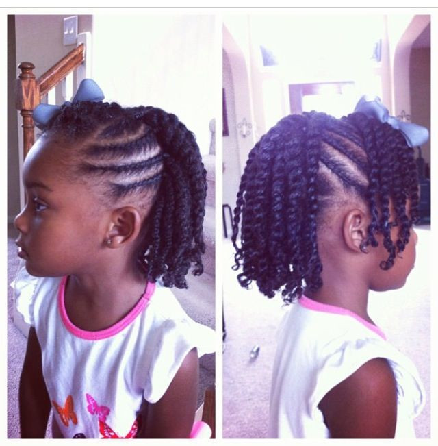 Little Girl Flat Twist Hairstyles
 Flat twist with side bang with two strand twist hanging in