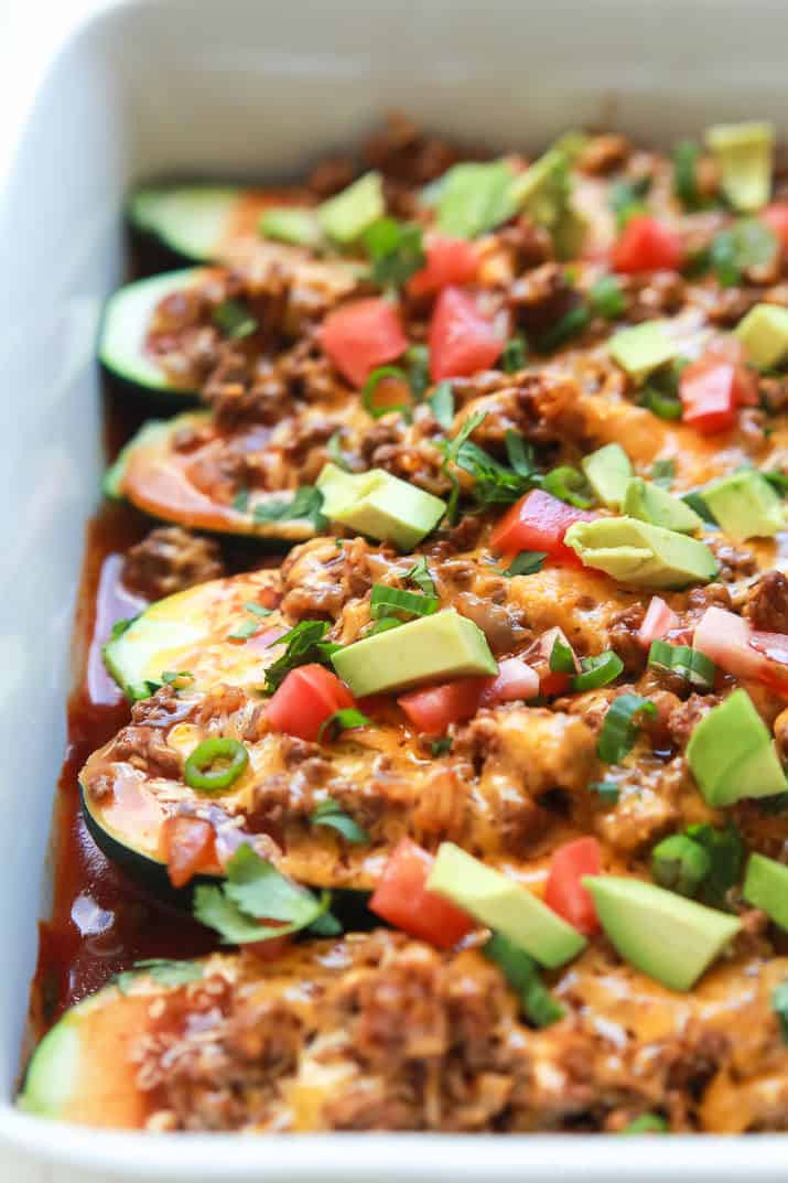 Low Calorie Meals With Ground Beef
 Ground Beef Enchilada Zucchini Boats